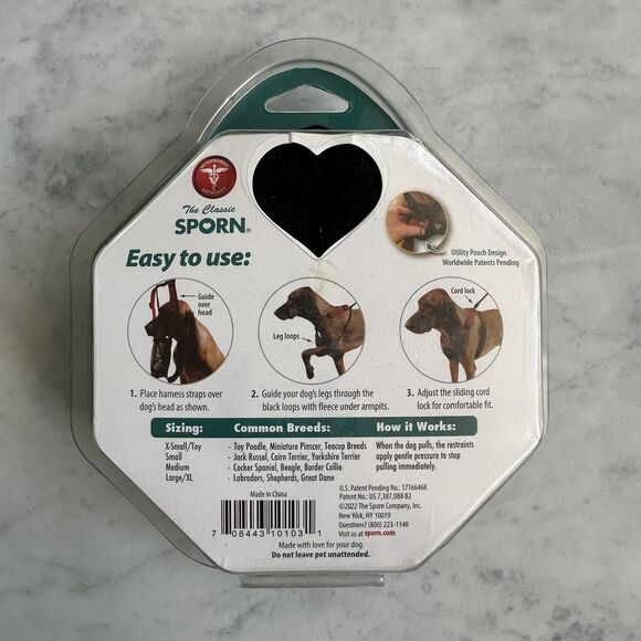 New SPORN Stop Pull Dog Training Harness Large/XL Necks 16-24" Black w/ Pouch - Picture 3 of 5